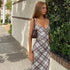 Spring Popular Retro Plaid Sexy Low Cut Sexy Elegant Slim Strap Dress by Ragazza