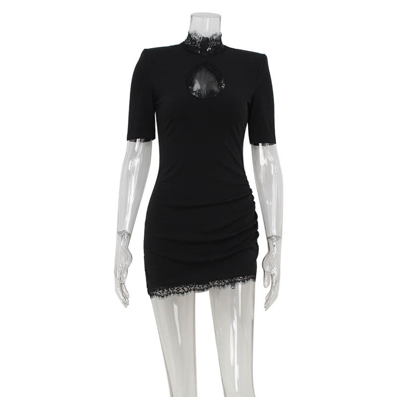 Slim Lace Stitching Hollow Out Cutout Thin Sexy Party Hip Bag Dress Women by Ragazza