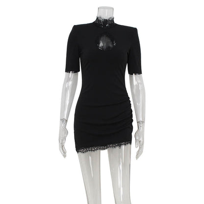 Slim Lace Stitching Hollow Out Cutout Thin Sexy Party Hip Bag Dress Women by Ragazza