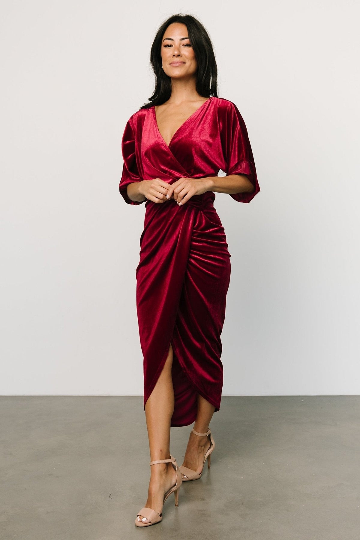 Pleuche Dress V neck Sexy Asymmetric Dress Evening Dress by Ragazza