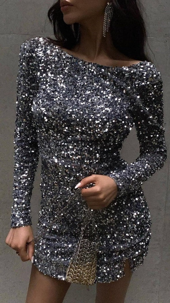Dress Southeast Asia Backless Sequined Long Sleeve Ladies Party Dress by Ragazza