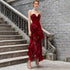 Wine Red Diamond Decorations Tube Top Ruffled Short Evening Dress Fall Women Clothing Irregular Asymmetric Socialite Dress by Ragazza