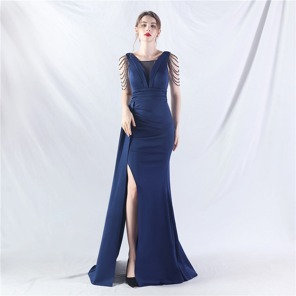 Total Satin Folding Craft Craft Beaded Evening Dress by Ragazza