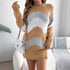 Real Shot Autumn Winter Casual Color Matching Lantern Sleeve Sweater Dress Women Clothing by Ragazza
