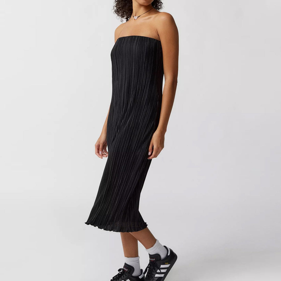 Solid Color Pleated Tube Top Backless Maxi Dress Summer Casual Loose Dress Women by Ragazza