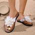 Women Shoes Floral Flat Toe Slippers Women Outer Wear Cloth Surface Lightweight Beach Flip Flops  DestGlow