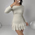 Sexy Slim Long Sleeve Tiered Dress Drawstring Graceful Fashionable Women Short Dress by Ragazza