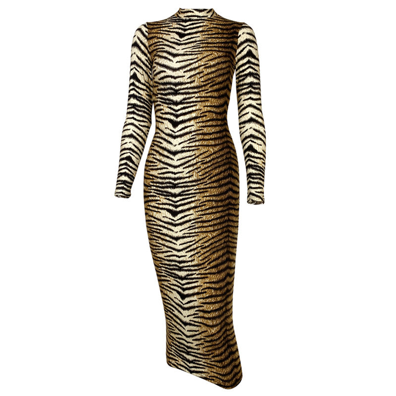 Autumn Winter Women Clothing Leopard Print Long Sleeve Sexy Slim Dress by Ragazza