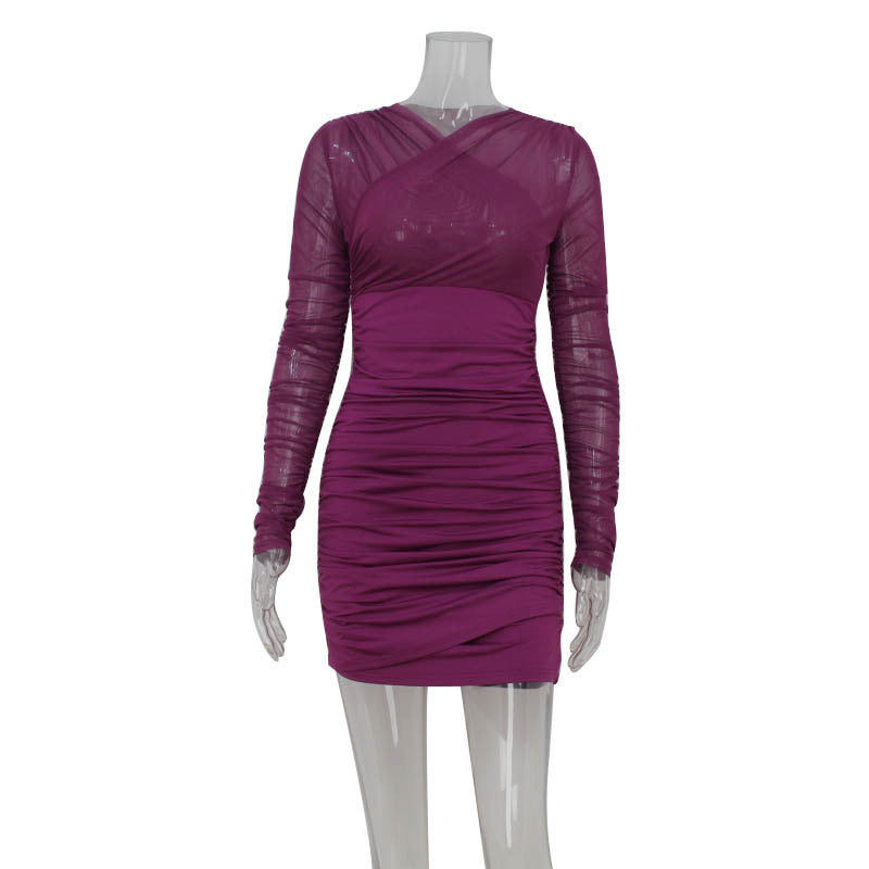 Women Clothing Chest Cross Design Sexy Gauzy Package Hip Dress by Ragazza