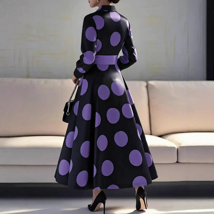 Women Clothing V neck Elegant Printed Waist Dignified Dress by Ragazza