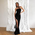 Women Clothing Summer Sexy Solid Color One Shoulder Sleeveless Sleeveless Split Dress by Ragazza