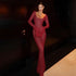 Winter Women Clothing Solid Color U Neck Sexy Slim Fit See through Elegant Dress by Ragazza
