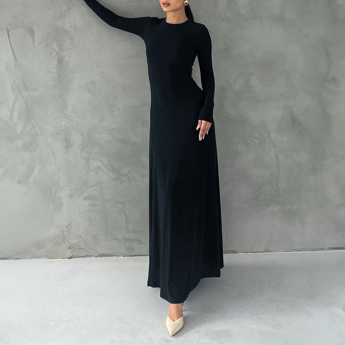 Women Clothing Autumn Elegant Long Sleeve Narrow Maxi Dress by Ragazza