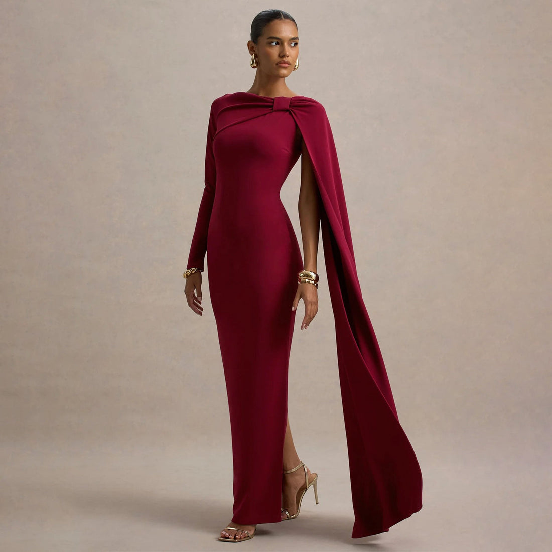 Women Wear One Shoulder Ribbon Evening Dress Long Sleeve Sexy Sheath Dress by Ragazza