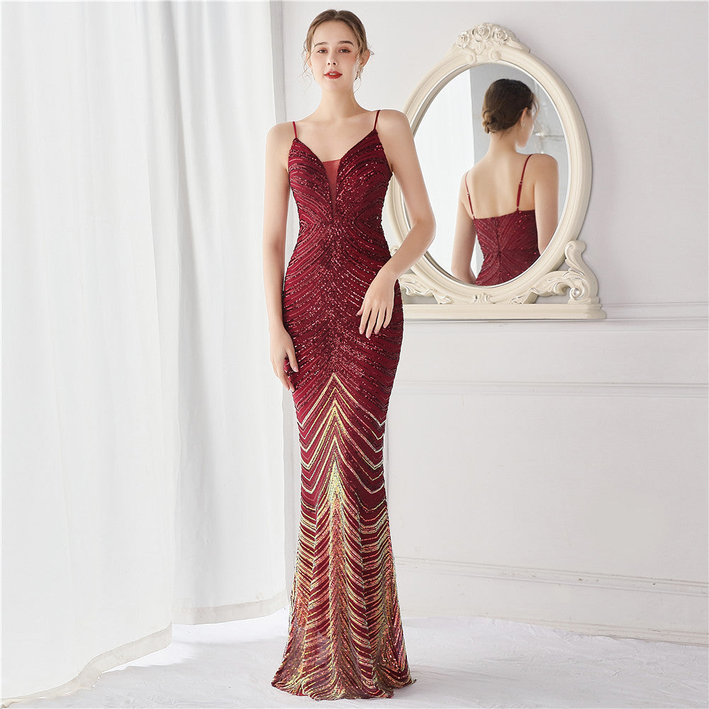 Positioning Floral Dream Socialite Gathering Party Evening Dress Sexy Long Slimming Toast Dress Bride by Ragazza