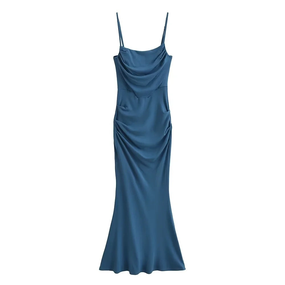 Sexy Sexy Pleated Boning Corset Strap Dress Summer Waisted Slim Fit Package Hip Dress by Ragazza