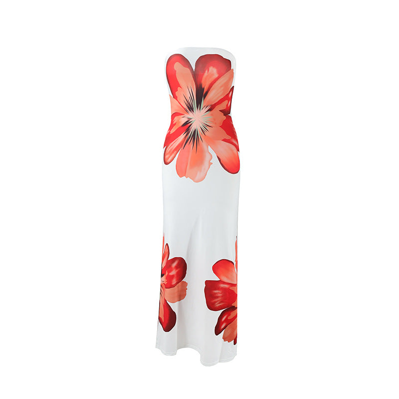 Summer Fashionable Elegant Sexy Bandeau Slim Fit Long Seaside Casual Holiday Dress by Ragazza