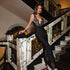 Sexy Sleeveless Deep V Plunge Lace Stitching Fashionable Elegant Lady Dress Slim Sheath Dress Long by Ragazza