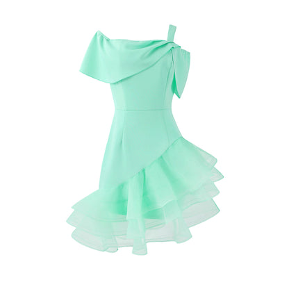 Sexy One Shoulder Irregular Asymmetric Hip Wrapped Dress Bowknot off the Shoulder Waist Party Bridesmaid Dress  DestGlow