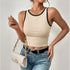 Knitted Inner Match Design Color Matching Slim Sports Bottoming Top Summer Sleeveless Vest by Ragazza