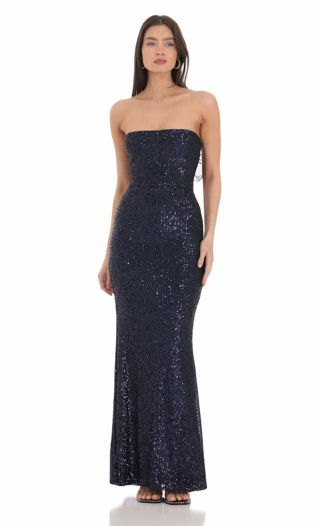 Fishtail Dress Bow Sequined Sexy Nightclub Dress by Ragazza