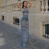 Women Clothing Micro Transparent Sexy Waist Tight Hip round Neck Maxi Dress by Ragazza