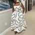 Women Clothing Summer Square Collar Printed Waist Controlled Slimming Mid Length Sling Dress by Ragazza