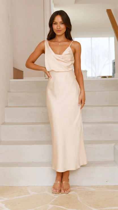 Summer Women Clothing Solid Color Satin Satin Sexy Suspenders Dress by Ragazza