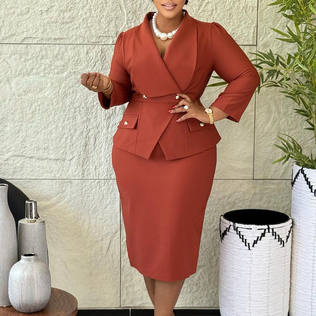 Women Clothing Arrival Women Clothing Fashionable Elegant Solid Color Sheath African Dress by Ragazza