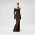 Spring Dark Brown One Shoulder Dress Pleated High Slit Maxi Dress the Dinner Party Host  DestGlow