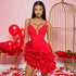 Sexy Sling Solid Color Flounce Irregular Asymmetric Dress by Ragazza