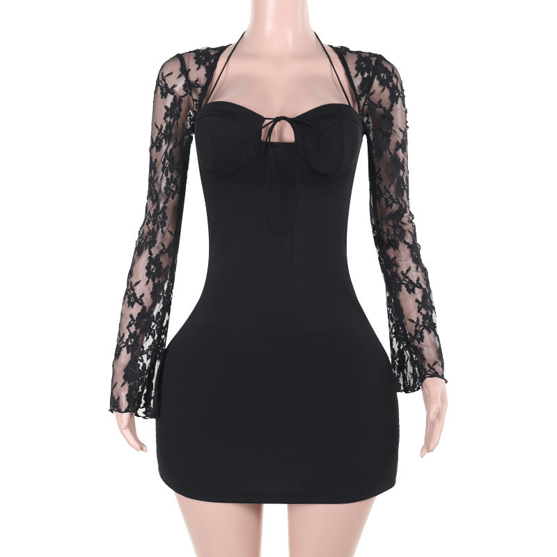 Autumn Elegant Sexy Slim Lace Long Sleeve Hip Wrapped Dress Women  DestGlow