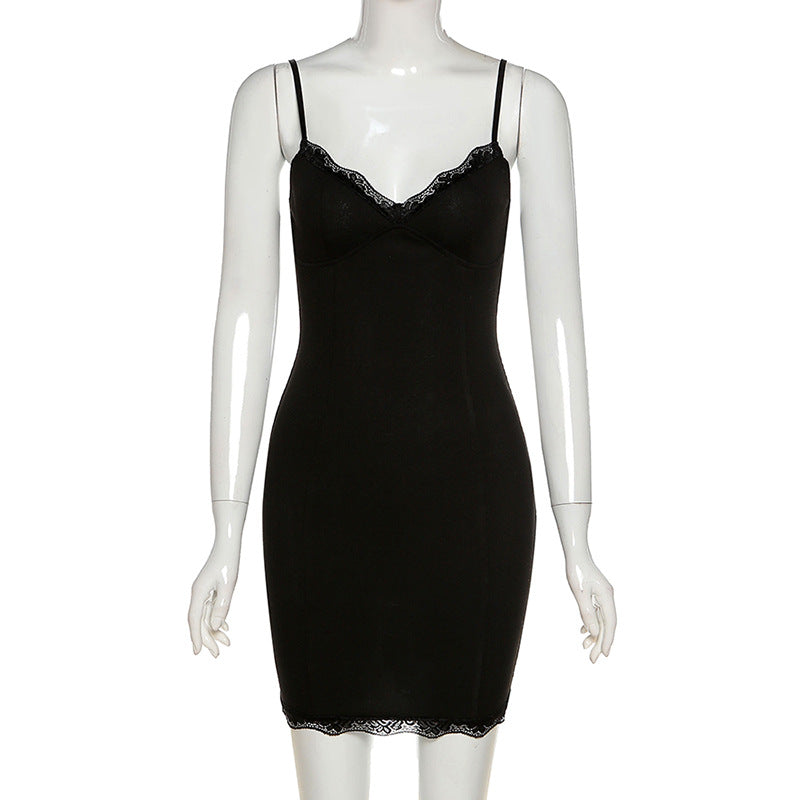 Summer Trends Women Clothing Sling Lace Edge Sheath Slim Slimming Dress by Ragazza