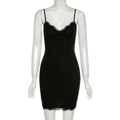 Summer Trends Women Clothing Sling Lace Edge Sheath Slim Slimming Dress by Ragazza