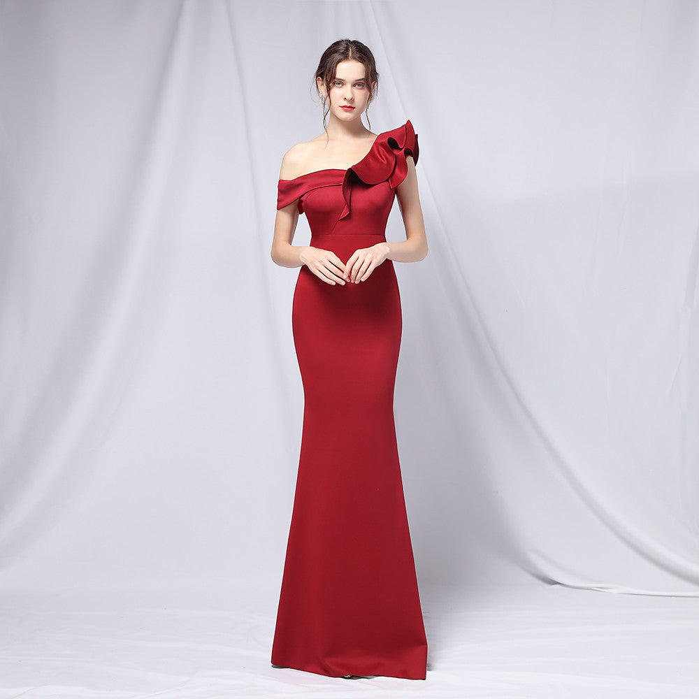 off-Shoulder Banquet Evening Dress Maxi Party Long Elegant Slim Sexy Fishtail Dress Formal Gown by Ragazza