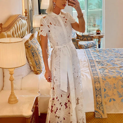 Summer Casual Lace Cardigan Single Breasted Dress Women by Ragazza