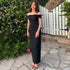 Women Clothing Summer off the Shoulder Gown Back Slit Slim Fit Maxi Dress by Ragazza