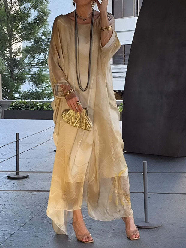 Summer New America Elegant Office Chiffon Printed Dress Marble Texture by Ragazza