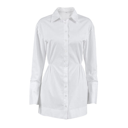 Polo Collar Shirt Dress Fall Winter A Swing for Women by Ragazza