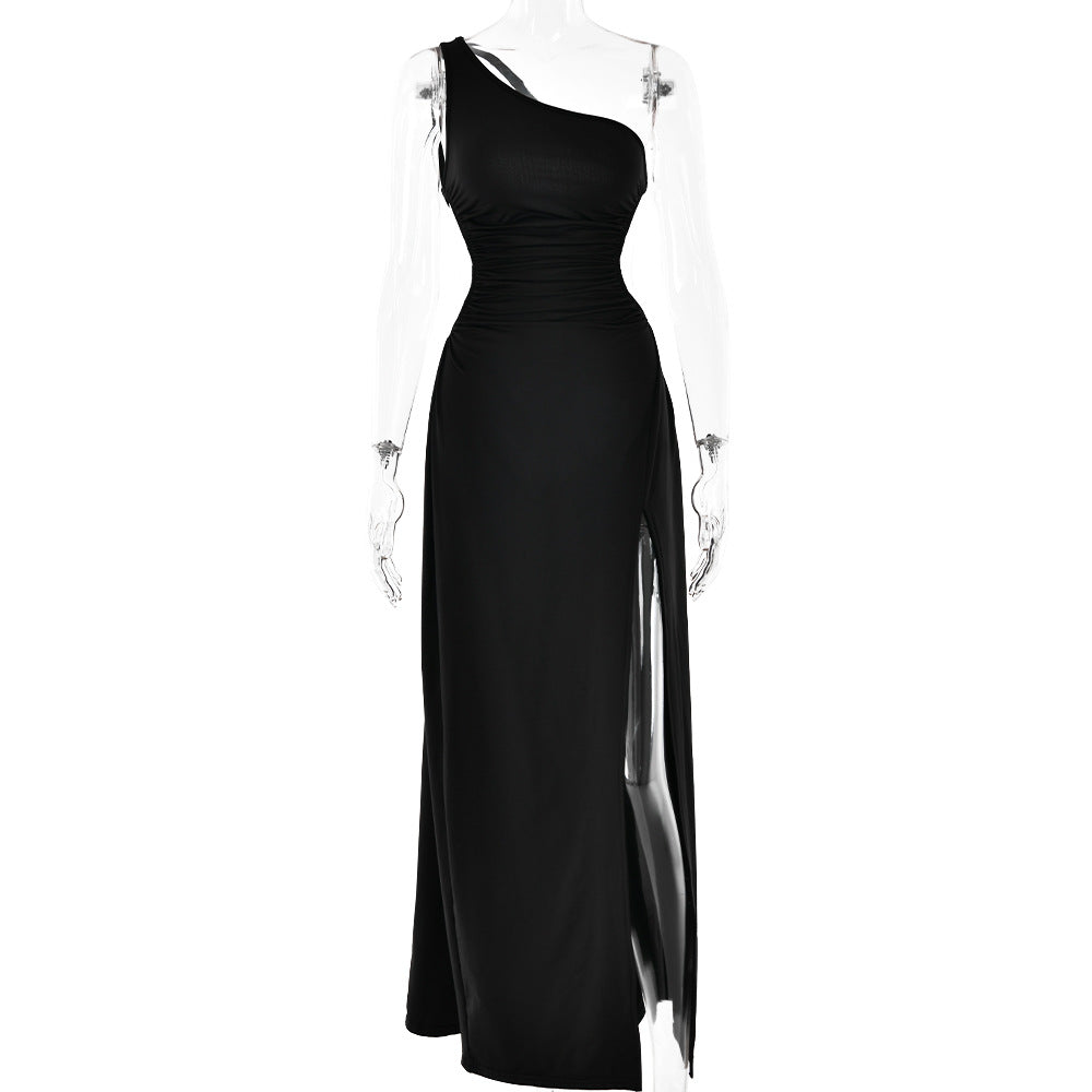 Women Backless Shoulder High Slit Dress Sexy Cold-Shoulder Sleeveless Maxi Dress Spring Summer by Ragazza