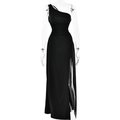 Women Backless Shoulder High Slit Dress Sexy Cold-Shoulder Sleeveless Maxi Dress Spring Summer by Ragazza