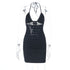 Sexy Lace Sling Dress Summer V neck Backless Lace up Sheath Dress  DestGlow