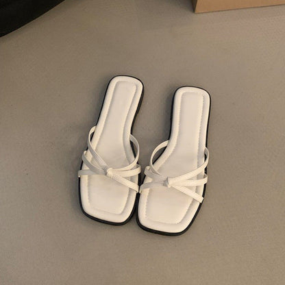 Narrow Combination Gold Flat Bottom Slippers Women Outdoor Open Toe Lightweight Beach Slippers  DestGlow