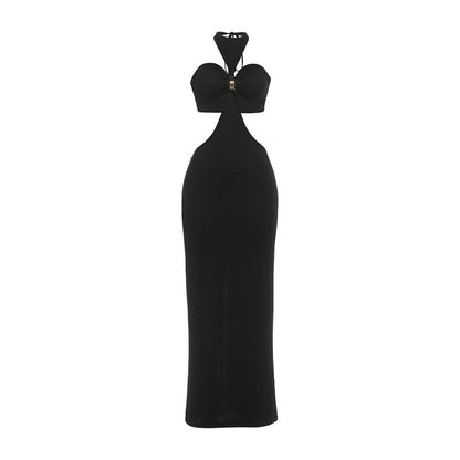 Autumn Women Clothing Sexy Tube Top Halter Lace up Backless Slit Dress by Ragazza