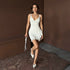 Strap V neck Corset Sleeveless Backless Slim Fit Waist Trimming Ruffles Dress by Ragazza