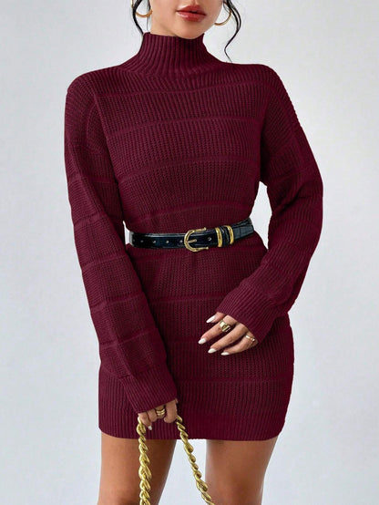 Autumn Winter Half Turtleneck Knitted Dress Women Clothing Fashionable Solid Color All Matching Sexy Hip Dress by Ragazza