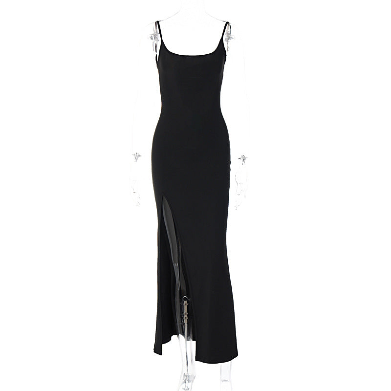 Women Clothing Spring Sexy Mesh Backless Sleeveless Split Sheath Dress for Women by Ragazza