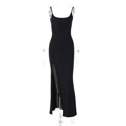 Women Clothing Spring Sexy Mesh Backless Sleeveless Split Sheath Dress for Women by Ragazza