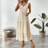 Simple All Matching Strap Sleeveless V neck Solid Color Women Clothing Summer Dress  DestGlow