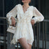 Fall French Design Ruffled Tied Dress Women V Neck Long Sleeve A Line Dress by Ragazza